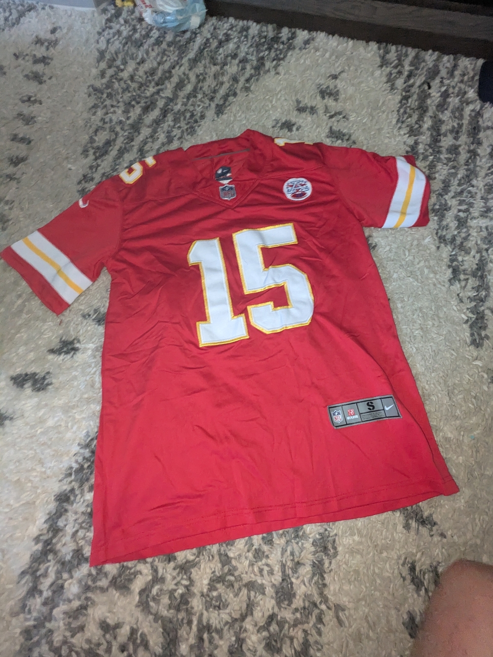 Nike Red Kansas City Chiefs #15 Game Jersey with White & Gold Accents